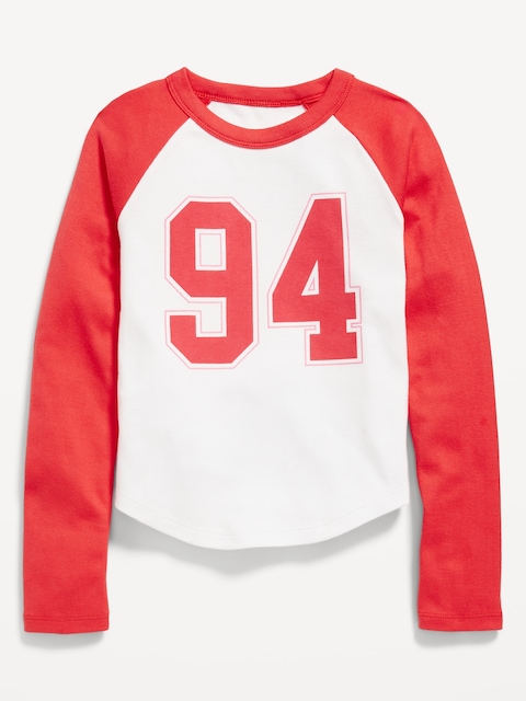Long Raglan-Sleeve Graphic T-Shirt for Girls