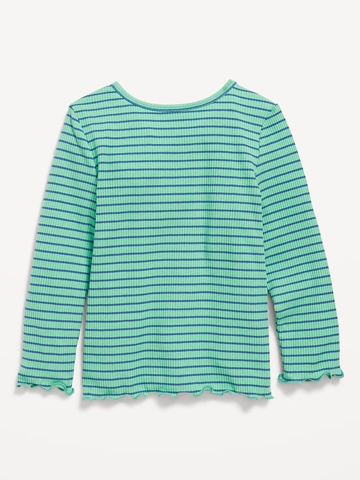 View large product image 2 of 2. Printed Long-Sleeve Lettuce-Edge T-Shirt for Toddler Girls