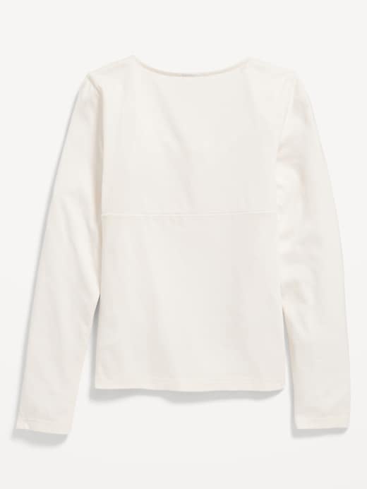 View large product image 2 of 3. Long-Sleeve Tie-Neck Top for Girls