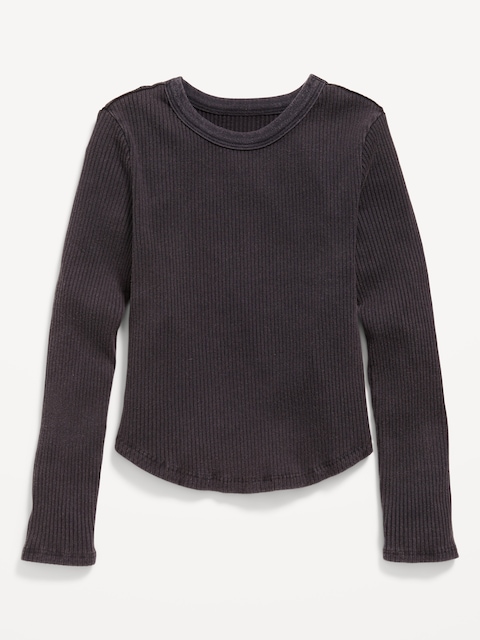 T-shirt côtelé à manches longues pour fille