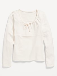 View large product image 3 of 3. Long-Sleeve Tie-Neck Top for Girls