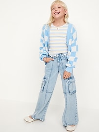 View large product image 3 of 5. High-Waisted Super Baggy Wide-Leg Cargo Jeans for Girls