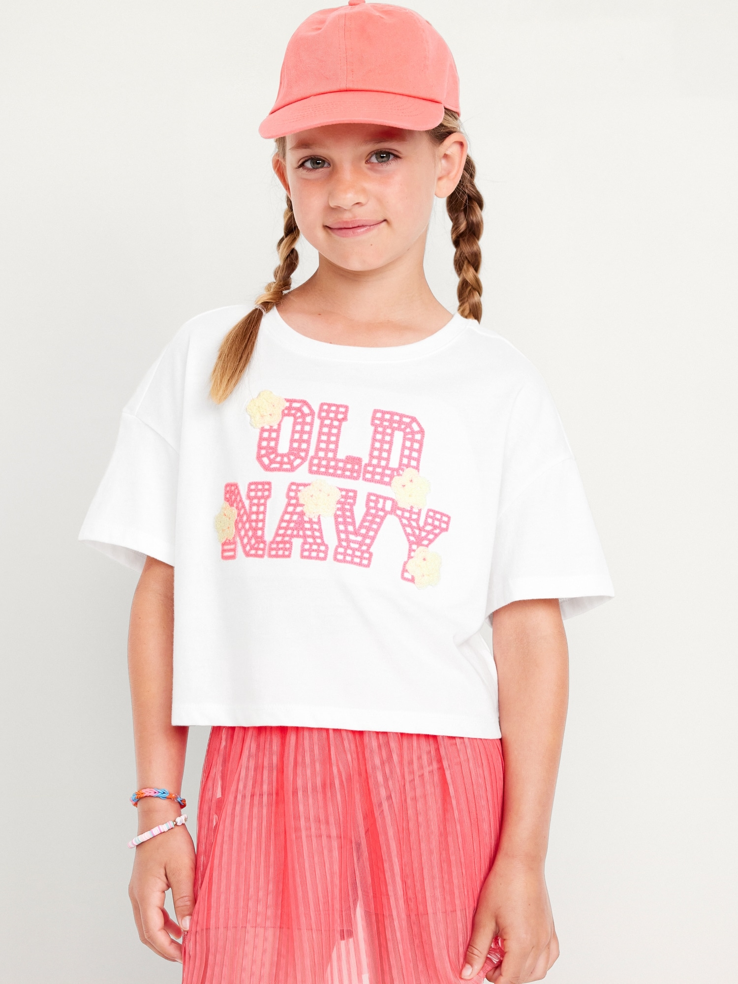 Oversized Embroidered Graphic T-Shirt for Girls