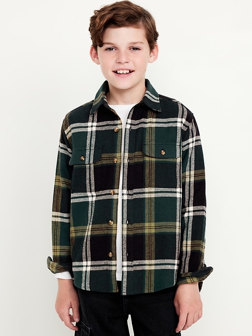 View large product image 1 of 3. Soft-Brushed Flannel Pocket Shirt for Boys