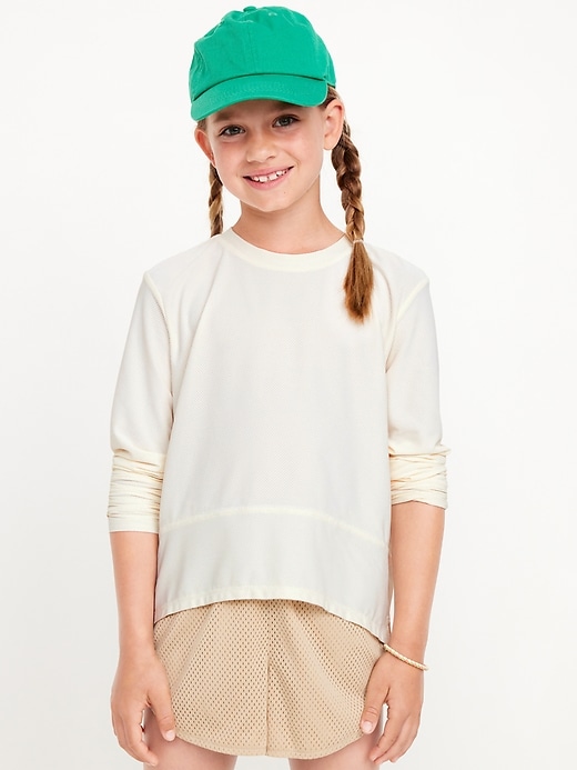 View large product image 1 of 4. Long-Sleeve Curved-Hem Performance Top for Girls