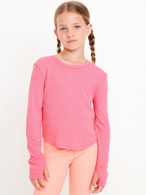 T-shirt UltraLite à manches longues en tricot côtelé pour Fille