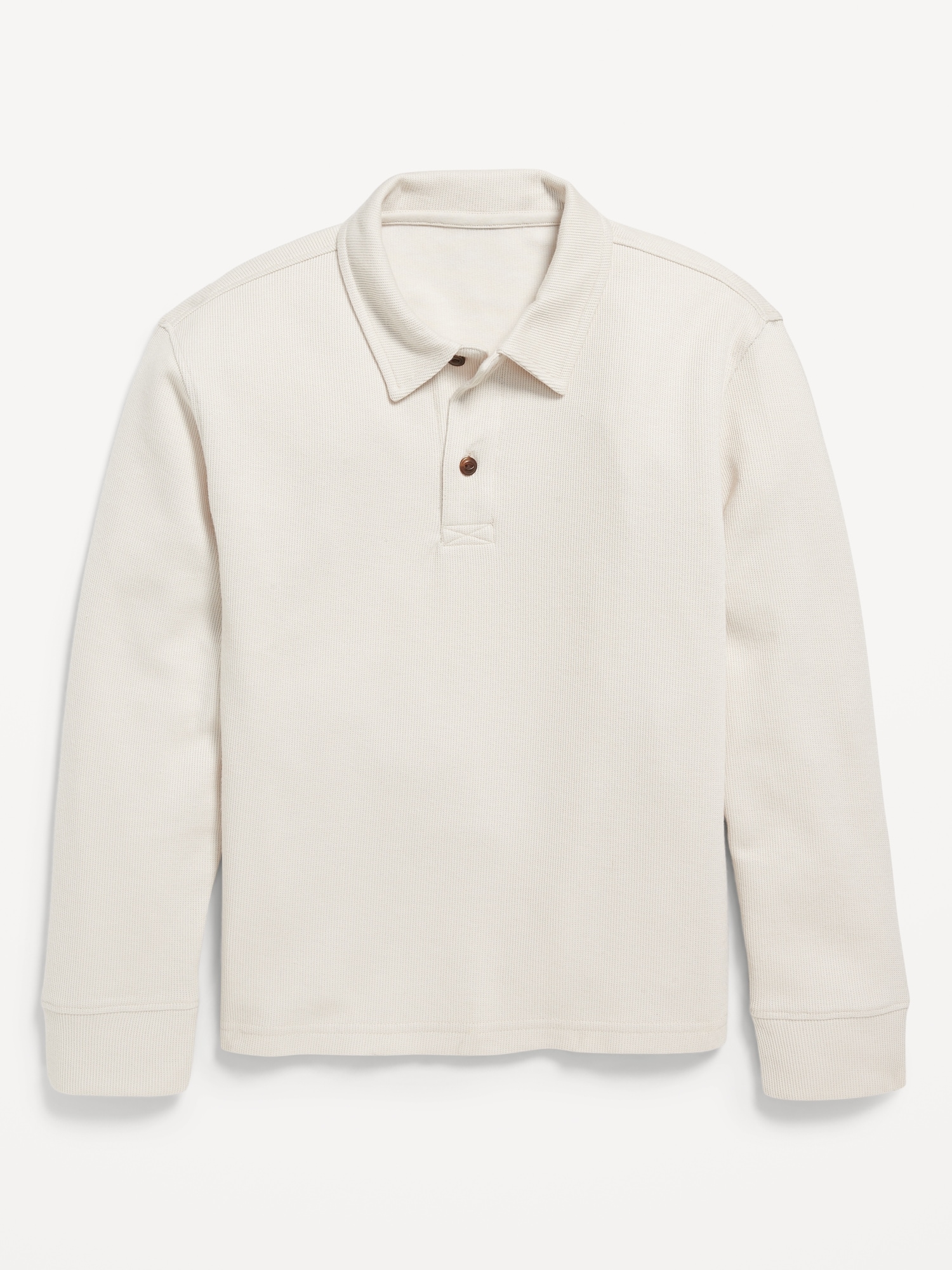 Long-Sleeve French Rib Polo Shirt for Boys