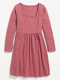 View large product image 3 of 4. Long-Sleeve Square-Neck Fit and Flare Dress for Girls