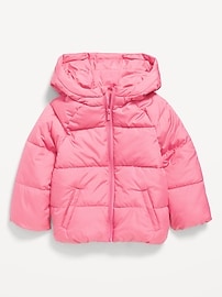 Voir une image plus grande du produit 3 de 3. Veste rembourrée matelassée hydrorésistante à imprimé pour toute-petite fille