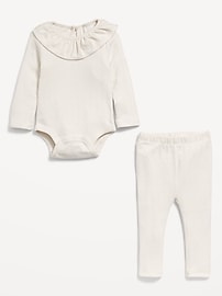 View large product image 3 of 3. Ruffled Pointelle-Knit Bodysuit and Pants Set for Baby