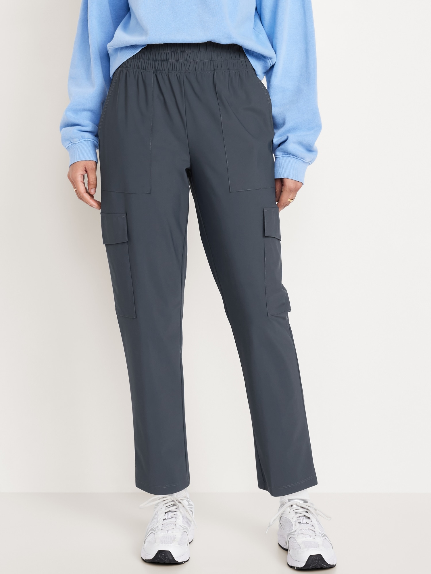 High-Waisted SleekTech Cargo Ankle Pants