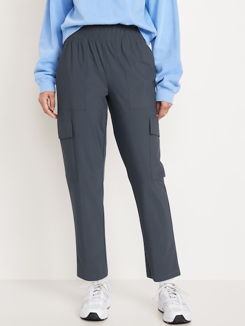 Pantalon cargo Tech élégant à taille haute longueur cheville