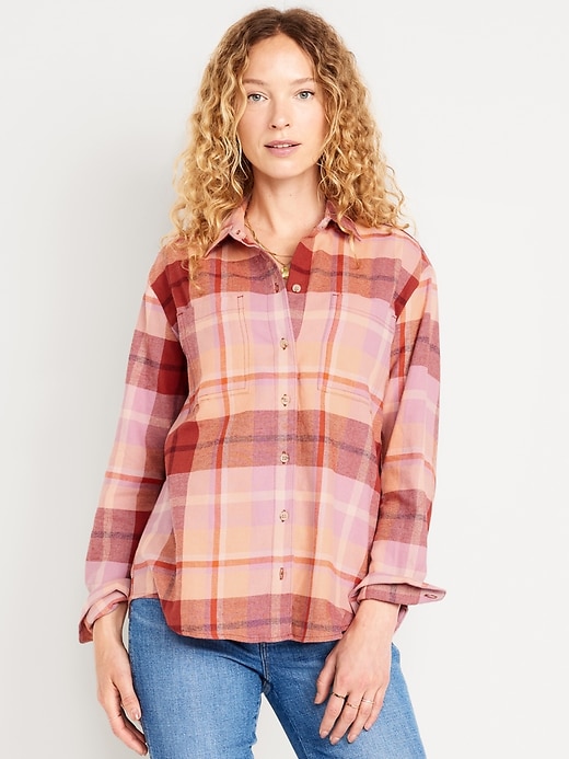 Image number 1 showing, Flannel Boyfriend Button-Down Shirt