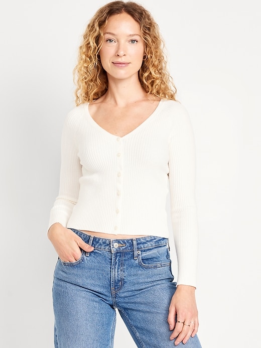 Image number 1 showing, SoSoft Lite Ribbed Crop Cardigan