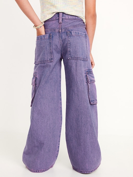 View large product image 2 of 5. High-Waisted Super Baggy Wide-Leg Cargo Jeans for Girls