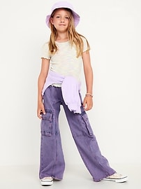 View large product image 3 of 5. High-Waisted Super Baggy Wide-Leg Cargo Jeans for Girls