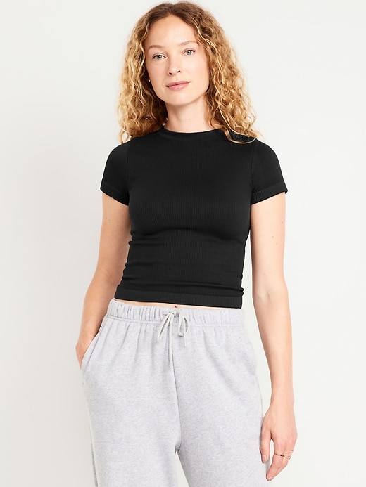 Image number 1 showing, Fitted Seamless Ribbed T-Shirt