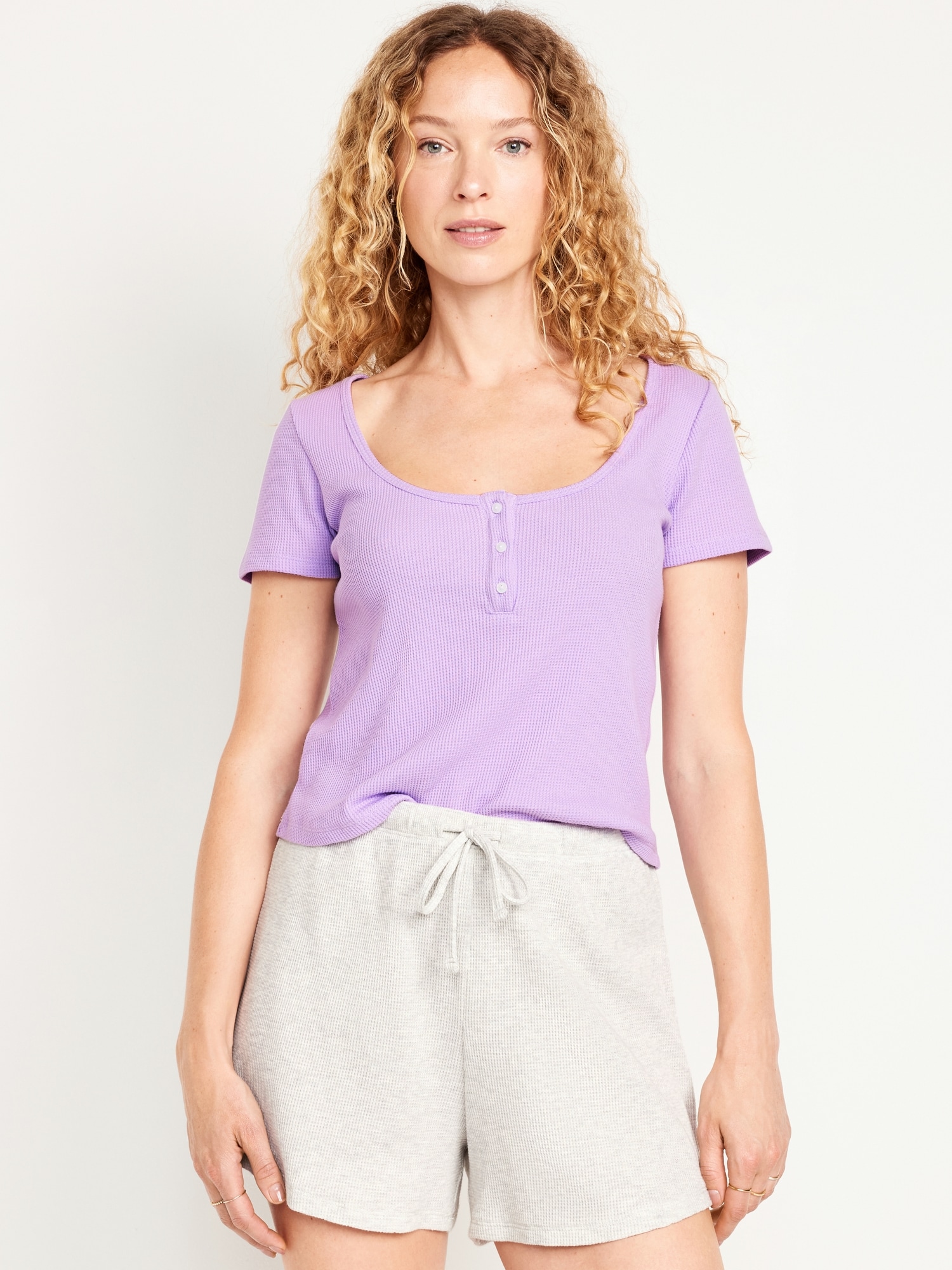 Waffle Lounge Short-Sleeve Top