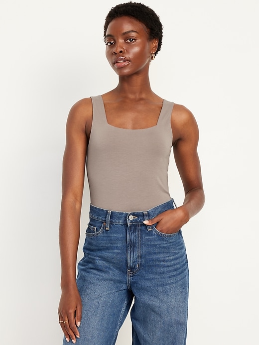 Image number 1 showing, Square-Neck Tank Top Bodysuit