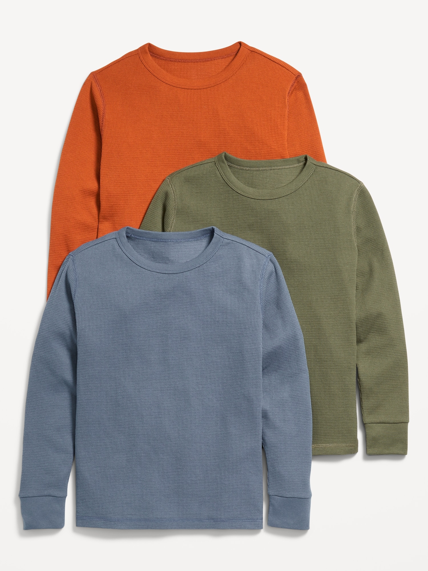 Long-Sleeve Thermal-Knit T-Shirt 3-Pack for Boys