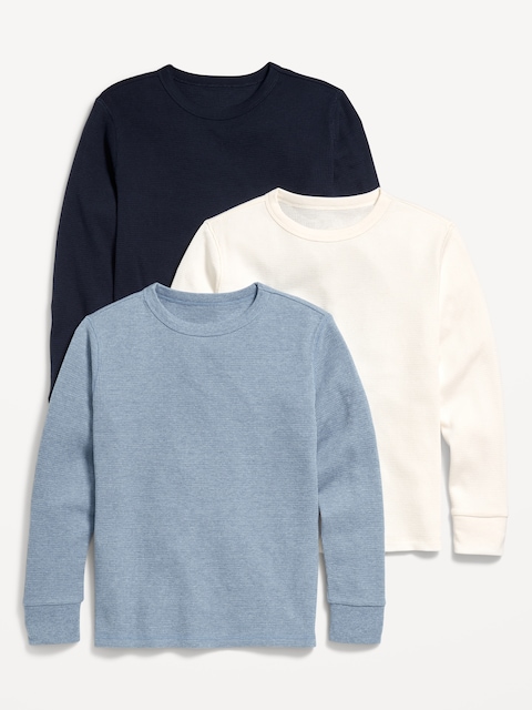 Long-Sleeve Thermal-Knit T-Shirt 3-Pack for Boys
