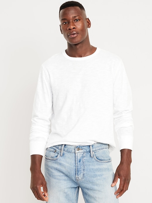 Image number 1 showing, Curved-Hem Slub-Knit T-Shirt