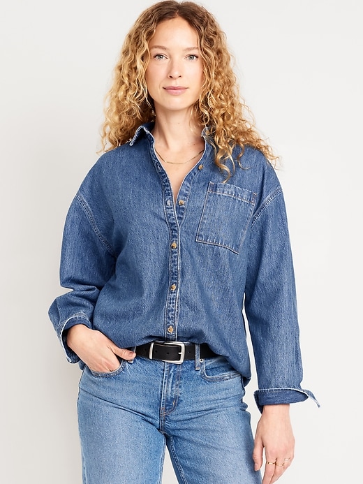 Image number 1 showing, Boyfriend Button-Down Jean Tunic