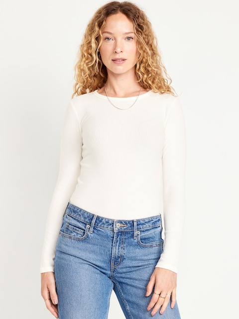 Plush-Knit Long-Sleeve T-Shirt