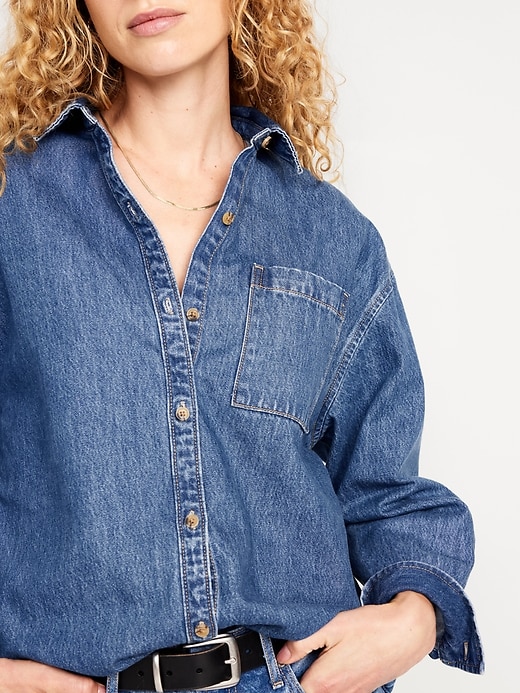 Image number 4 showing, Boyfriend Button-Down Jean Tunic