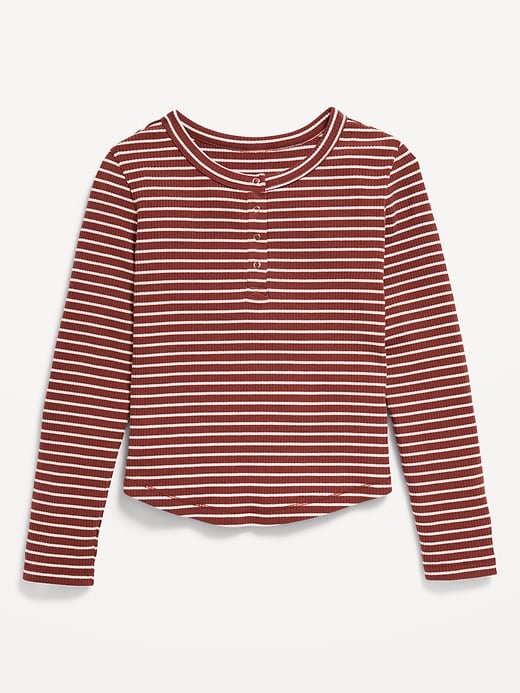 View large product image 1 of 1. Printed Long-Sleeve Henley T-Shirt for Girls