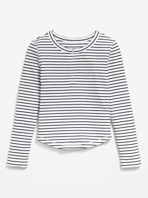 T-shirt henley à motif à manches longues pour Fille