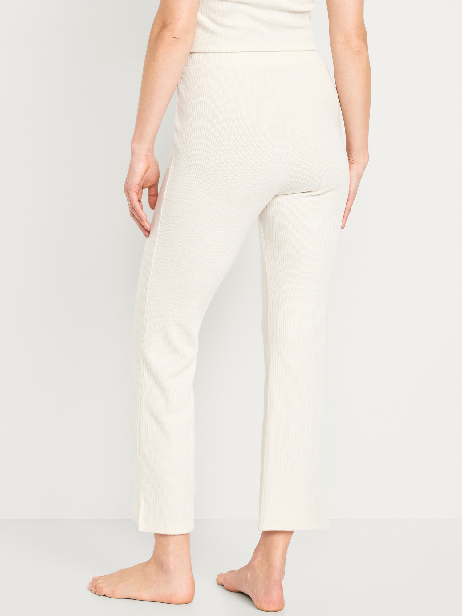 High-Waisted Ribbed Crop Flare Lounge Pants