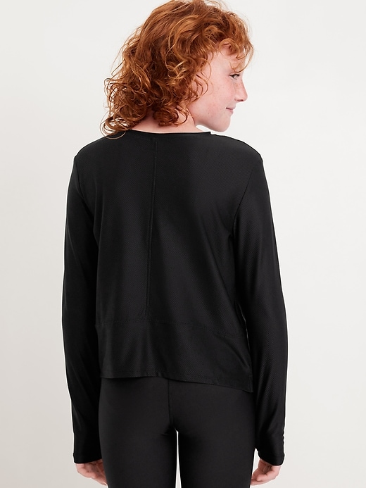 View large product image 2 of 4. Long-Sleeve Curved-Hem Performance Top for Girls