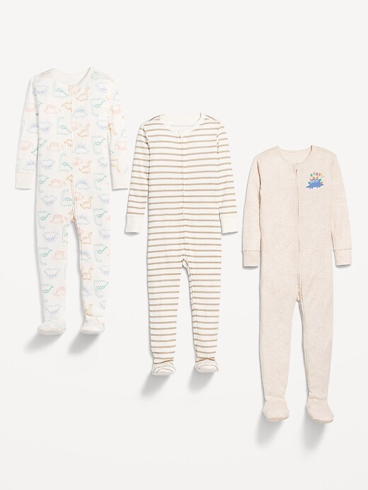 L'image numéro 3 présente Pyjama une-pièce à coupe moulante à glissière bidirectionnelle pour tout-petit et bébé (paquet de 3)
