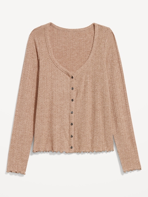 Image number 4 showing, Button-Down Pointelle Top