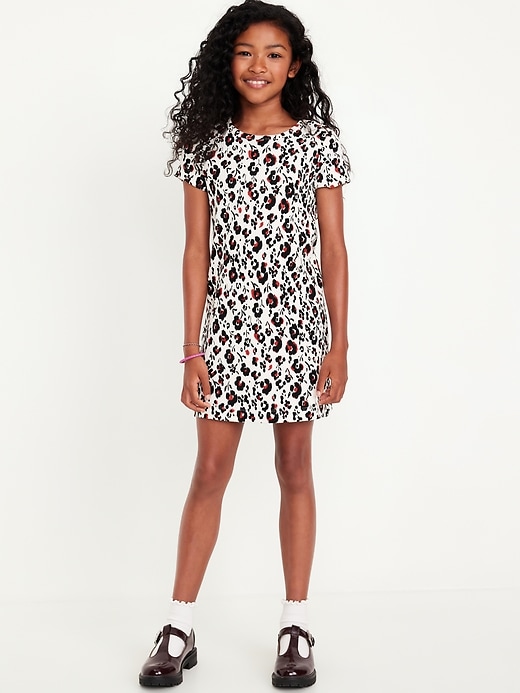 View large product image 1 of 4. Printed Short-Sleeve Ribbed Dress for Girls