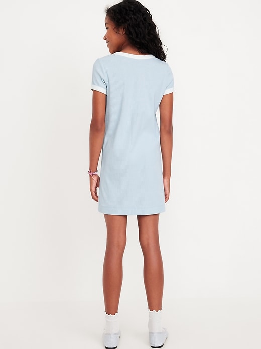 View large product image 2 of 4. Short-Sleeve Ribbed Dress for Girls