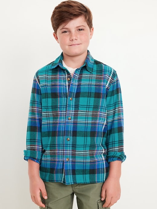 View large product image 1 of 3. Long-Sleeve Flannel Pocket Shirt for Boys