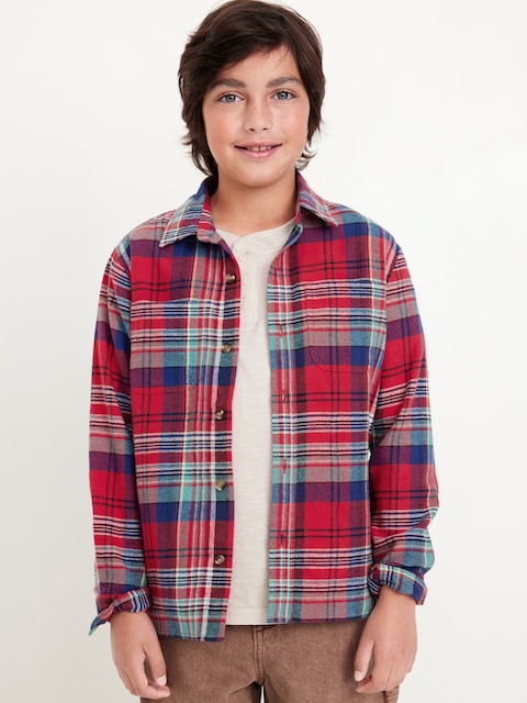 Chemise en flanelle à manches longues et poche pour garçon