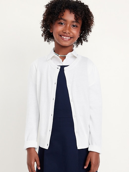 Voir une image plus grande du produit 1 de 6. Cardigan d’uniforme scolaire boutonné devant pour Fille