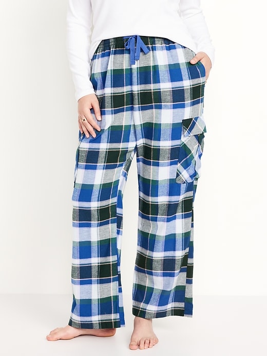 Image number 5 showing, High-Waisted Flannel Cargo Pants