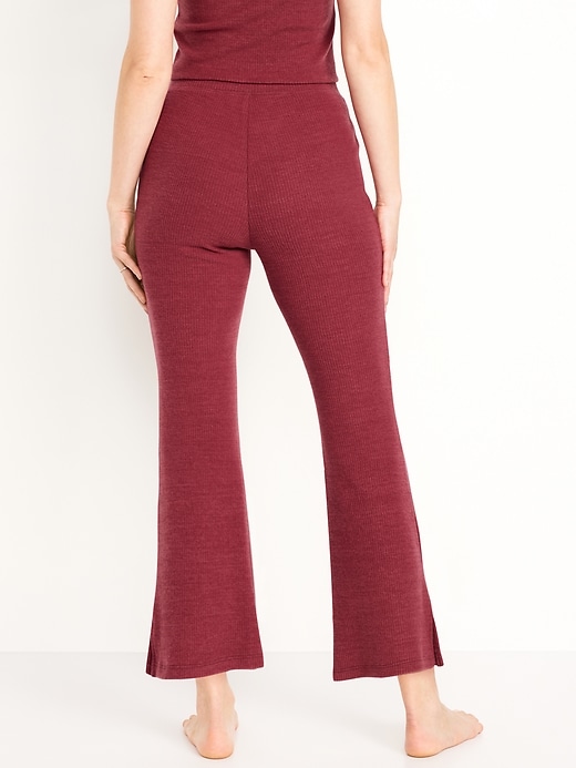 Image number 2 showing, High-Waisted Ribbed Crop Flare Lounge Pants