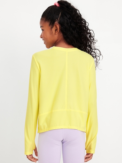 View large product image 2 of 4. Long-Sleeve Curved-Hem Performance Top for Girls