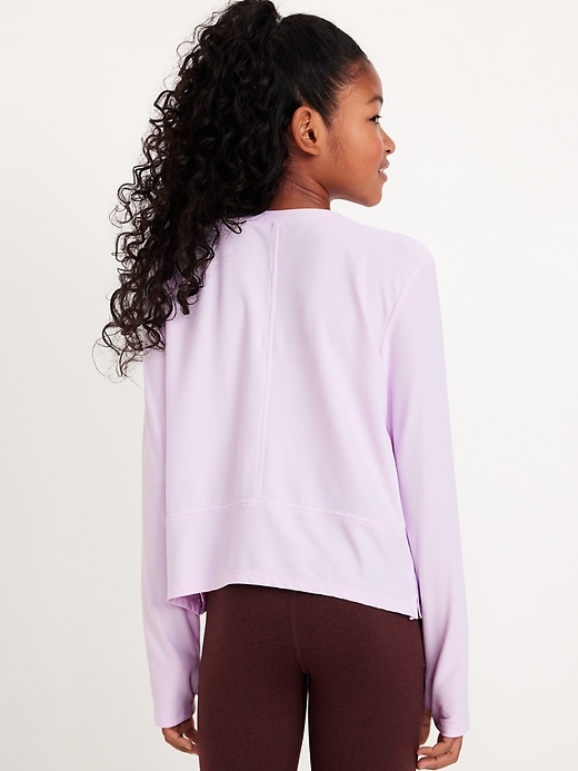 View large product image 2 of 4. Long-Sleeve Curved-Hem Performance Top for Girls