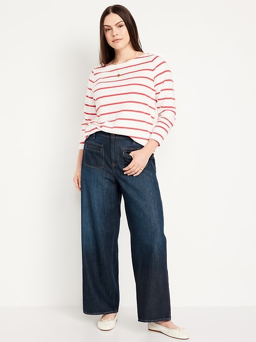 Image number 4 showing, High-Waisted Baggy Wide-Leg Trouser Jeans