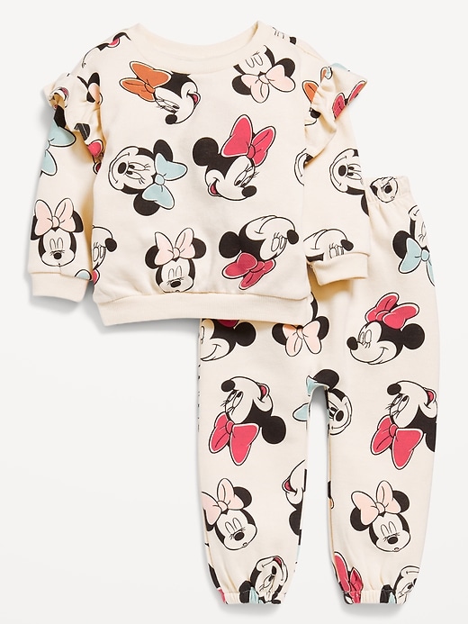 Voir une image plus grande du produit 1 de 3. Ensemble de chandail ras du cou à volants et pantalon en coton ouaté Disney&#169 pour Bébé