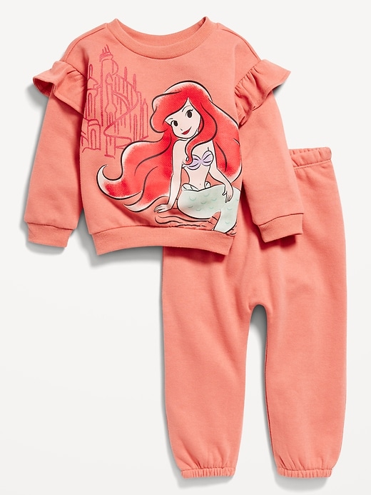 Voir une image plus grande du produit 1 de 3. Ensemble de chandail ras du cou à volants et pantalon en coton ouaté Disney&#169 pour Bébé