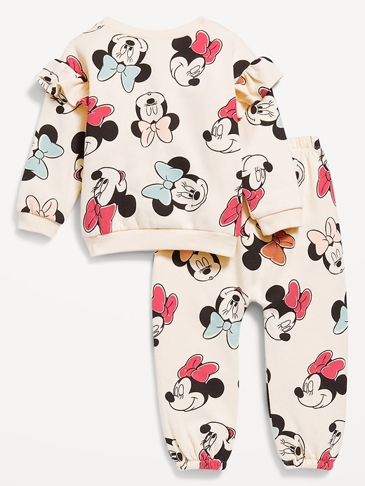 Voir une image plus grande du produit 2 de 3. Ensemble de chandail ras du cou à volants et pantalon en coton ouaté Disney&#169 pour Bébé