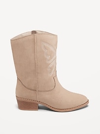 Voir une image plus grande du produit 3 de 4. Bottes de style western brodées à glissière sur le côté pour fille