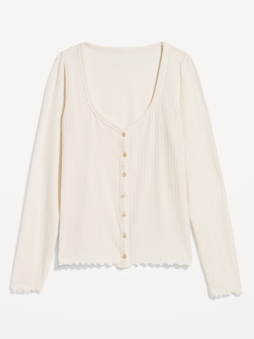 Image number 4 showing, Button-Down Pointelle Top